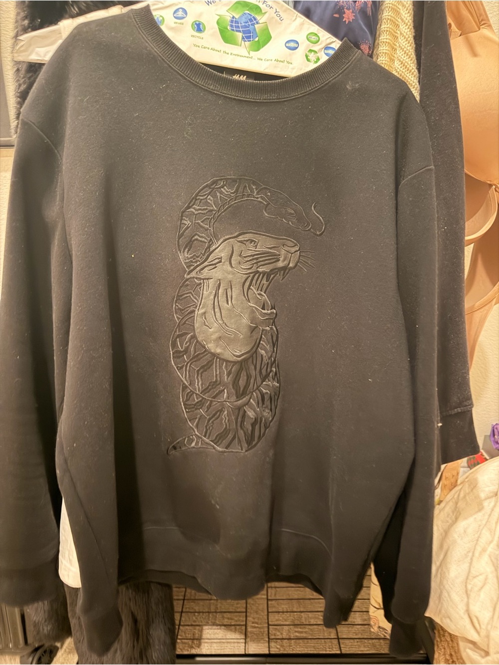 H&M The Weeknd Black Men’s Crewneck Sweater with Embossed Snake Motif